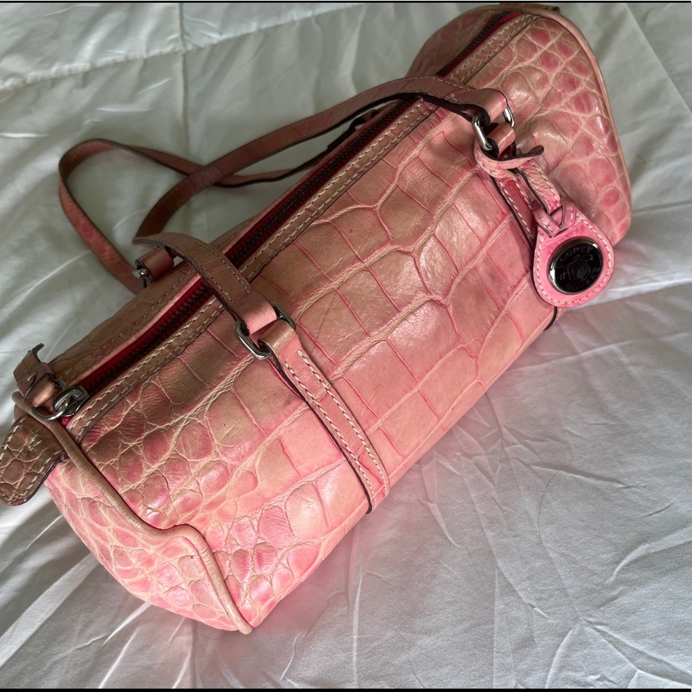 Pink Crocodile Leather Dooney & Bourke Barrel Bag